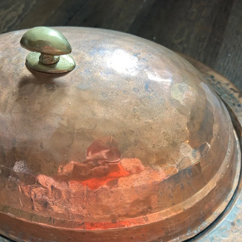Handmade Pure Copper Serving Kebab Plate iskender Turkish presentation oval tinn